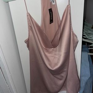 Express Satin Racerback Top Mauve Pink